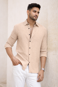 Premium Beige Solid Shirt for Men – Minimal & Elegant
